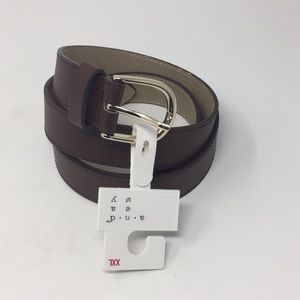 XL & XXL Brown Leather Jean Belt with Gold Buckle
